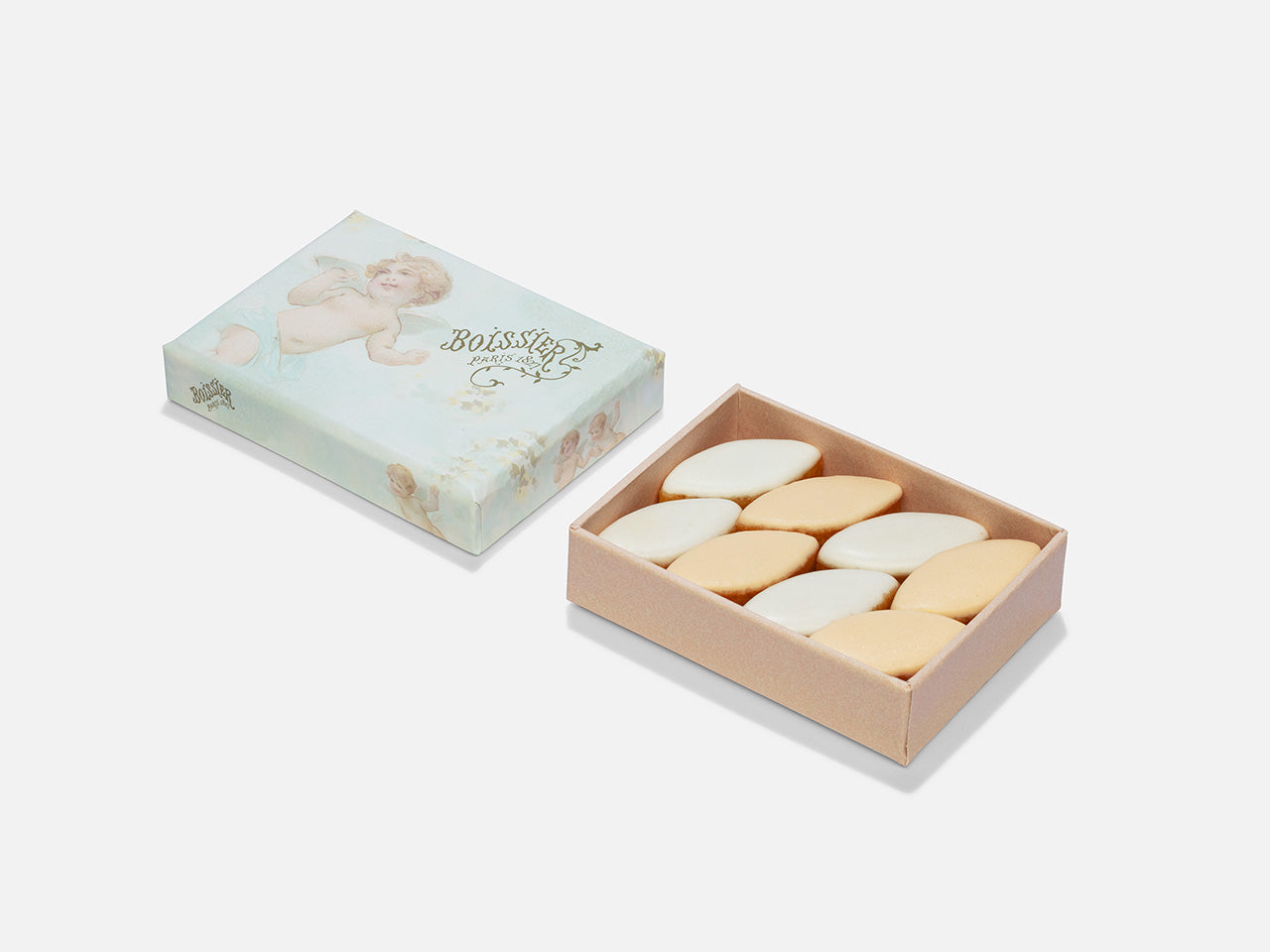 Calissons roses et blancs dans boite bijoux petit modèle