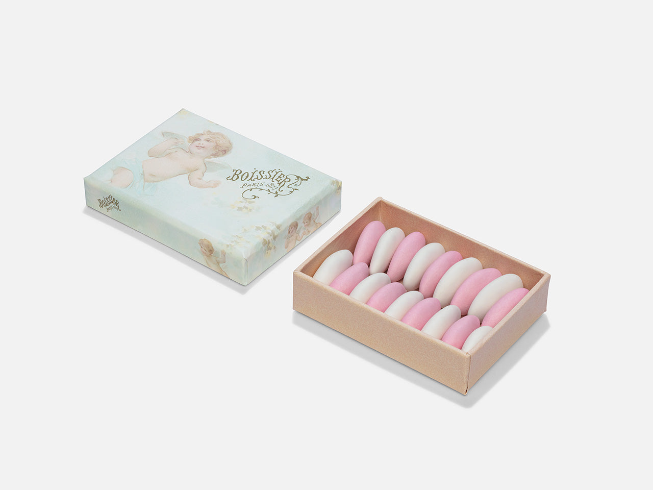 Dragées Amandes Roses et Blanches dans Boîte Bijoux 45g