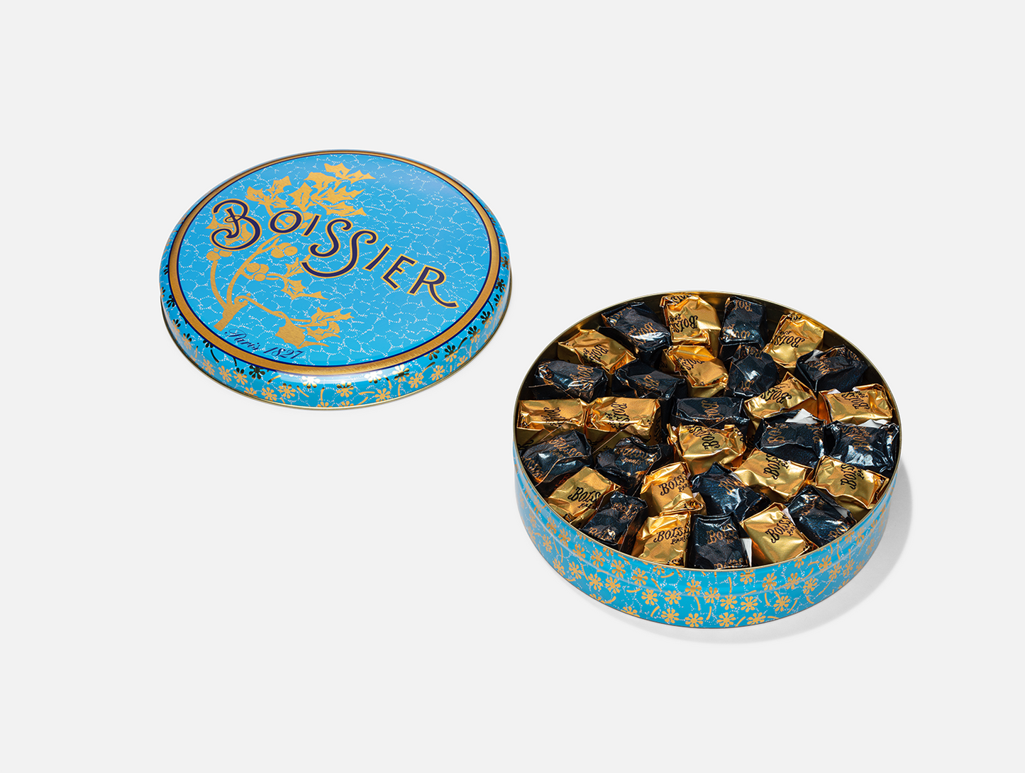 Marrons Glacés dans boîte métal bleue 30 pièces