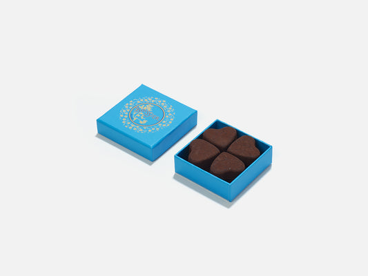 Boîte Bijoux Bleue de 8 Truffes en Coeur