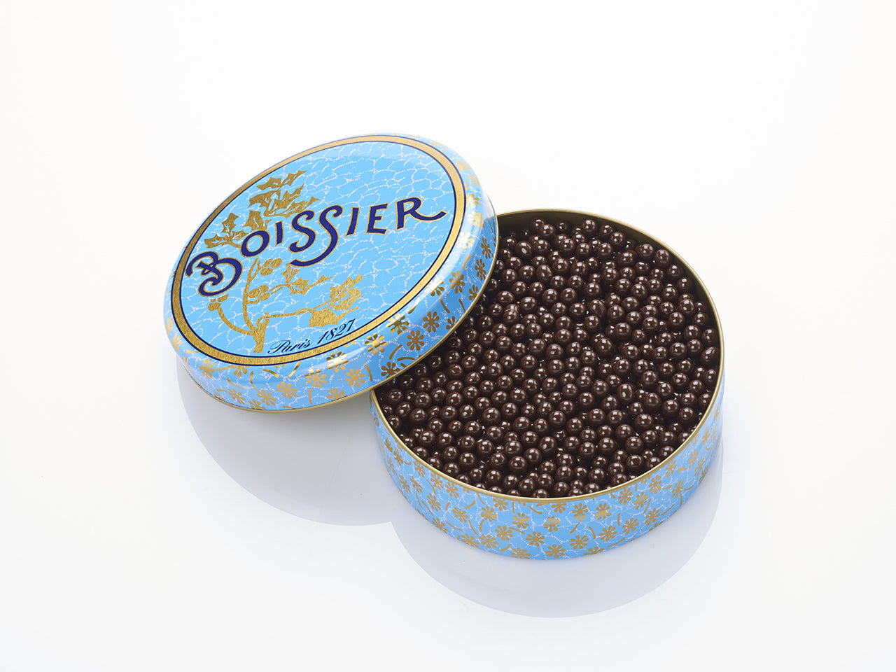 Boîte métal 280g de Perles de chocolat