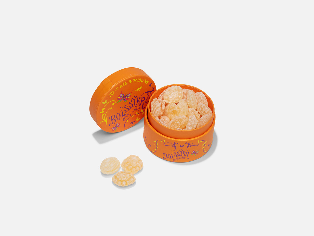 Bonbons d'été Abricot-Romarin dans petite boîte Papillons