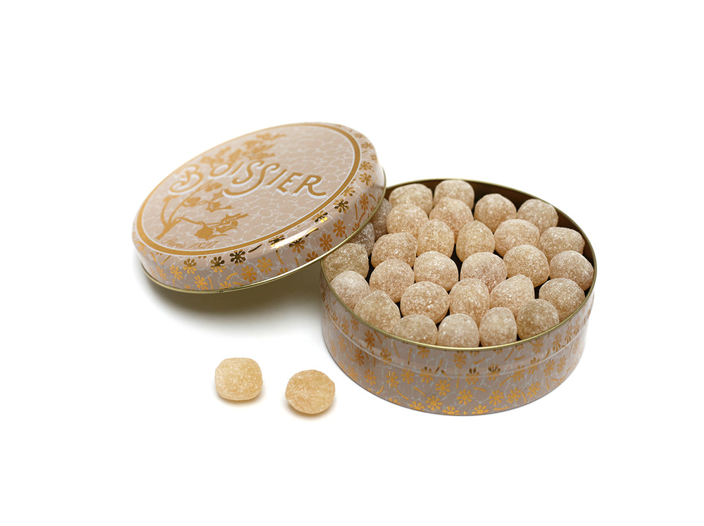 Boîte métal beige de Bonbons boule Miel