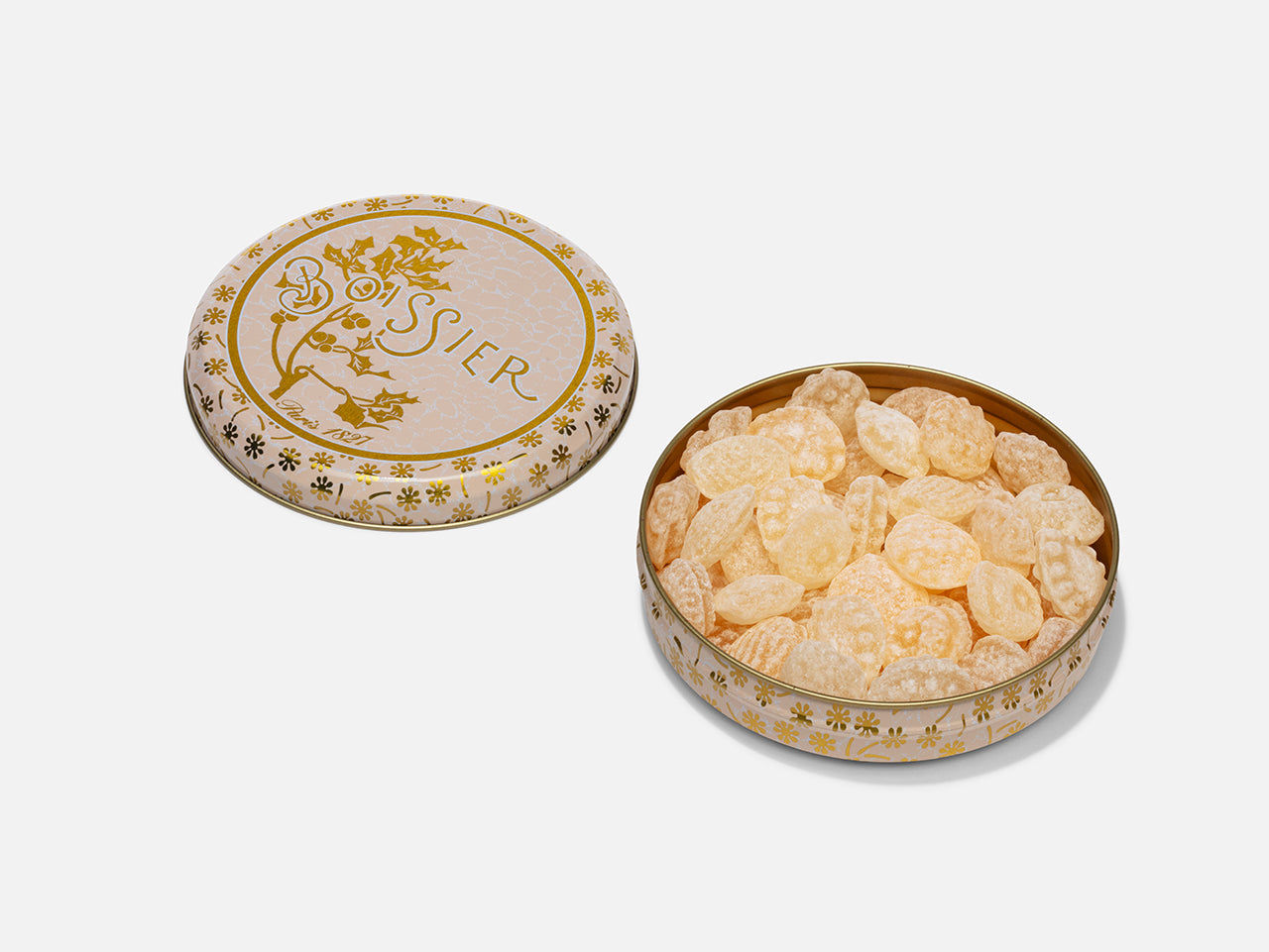 Bonbons d'été Abricot-Romarin dans boîte métal beige