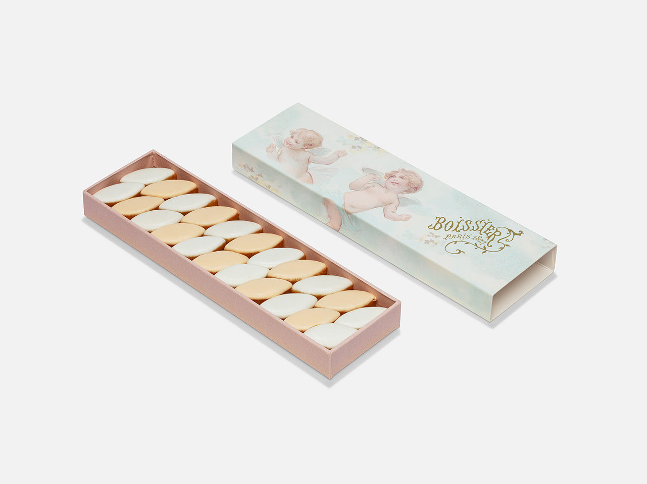 Calissons roses et blancs dans boite bijoux grand modèle