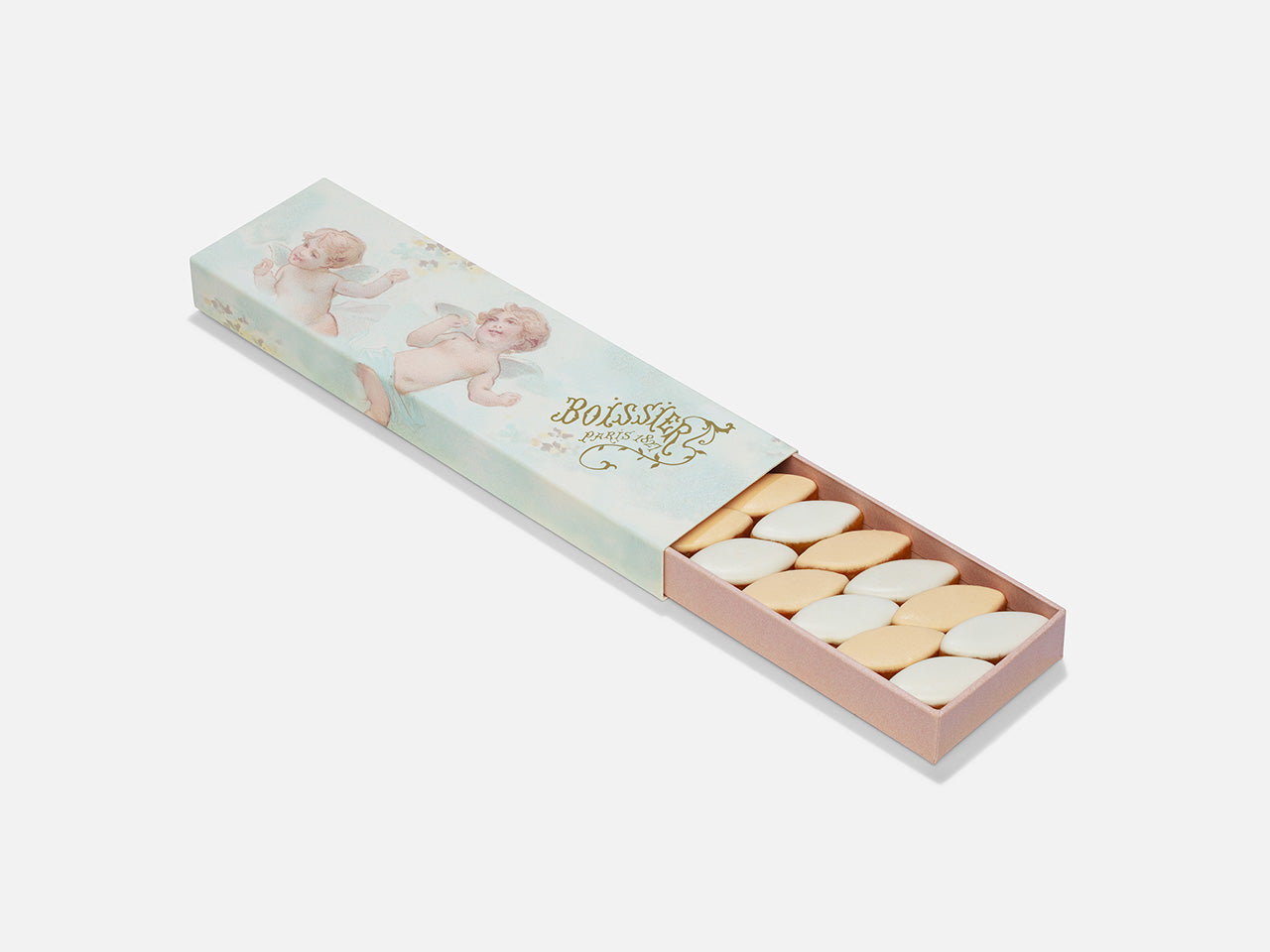 Calissons roses et blancs dans boite bijoux grand modèle