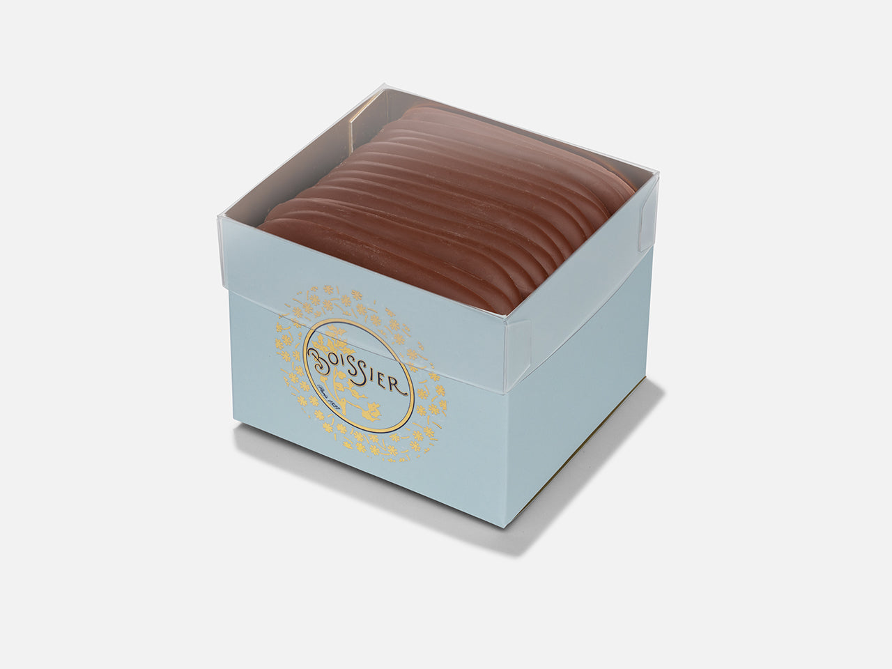 Langues de chat caramel chocolat au lait dans boîte douceurs