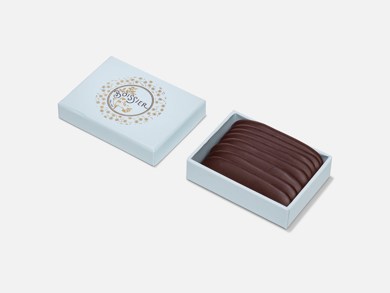 Langues de chat citron vert chocolat noir dans boîte bijoux