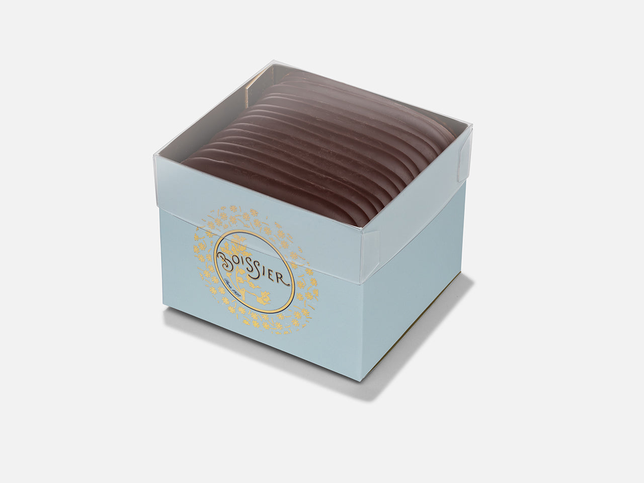 Langues de chat citron vert chocolat noir dans boîte douceurs