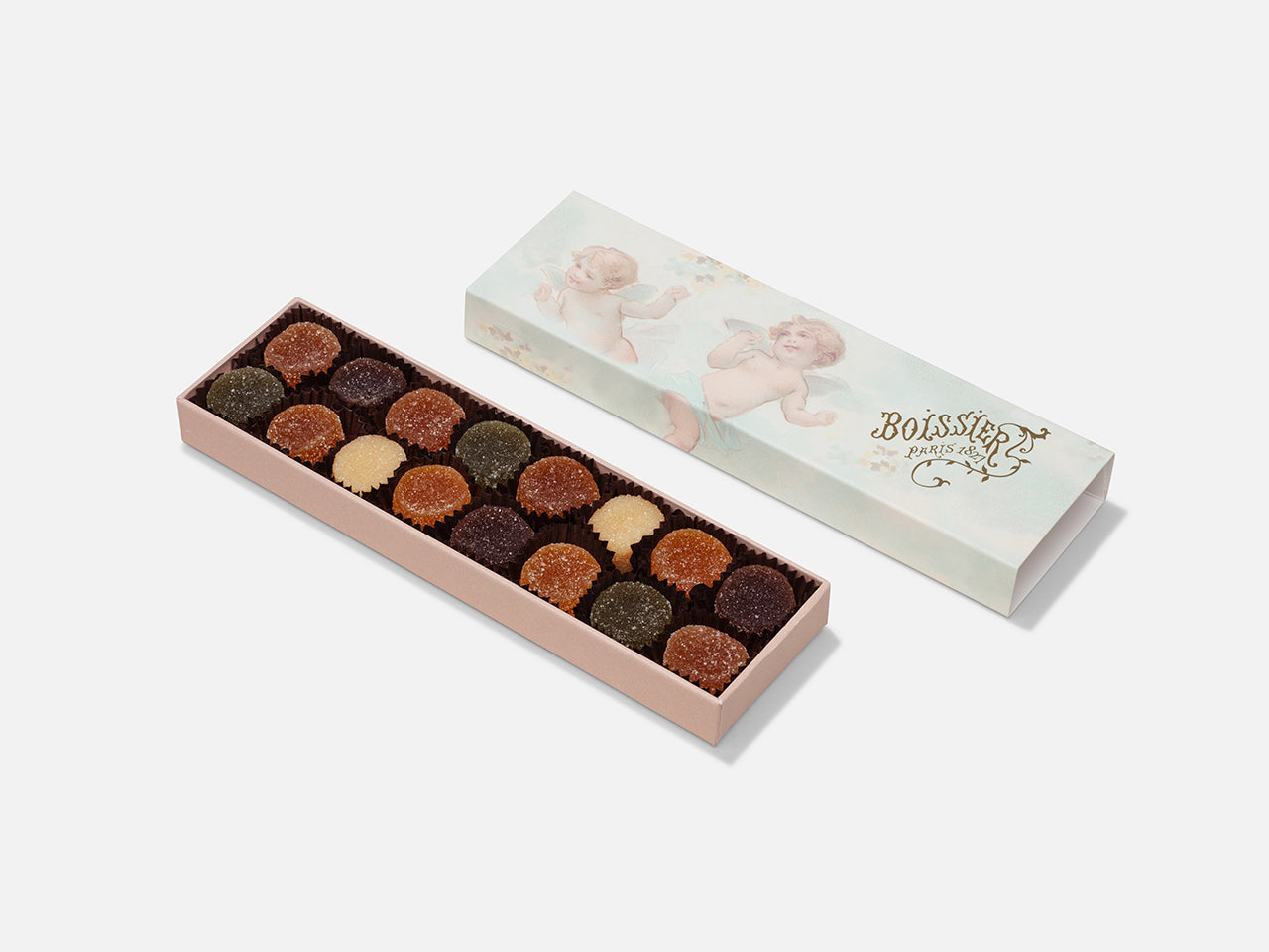 Les pastilles, pâtes de fruits acidulées, dans boîte bijoux 145g