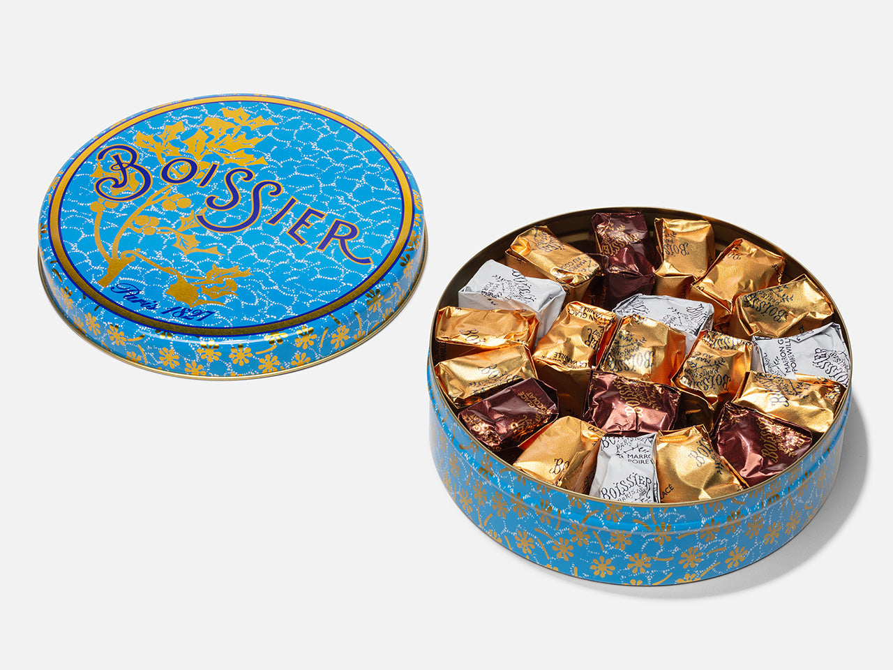 Boîte de 20 marrons glacés assortis  Cognac Rhum Poire Williams Vanille Chocolat
