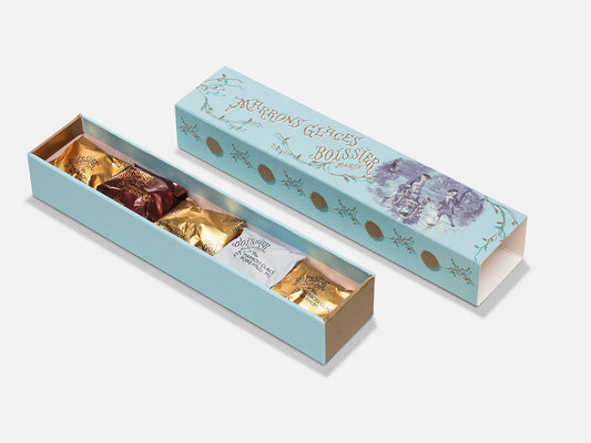 Réglette de 5 marrons glacés assortis  Cognac Rhum Poire Williams Vanille Chocolat