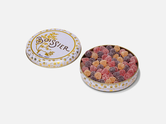 Boîte métal de Pâtes de Fleurs, mini pâtes de fruits aromatisées aux fleurs