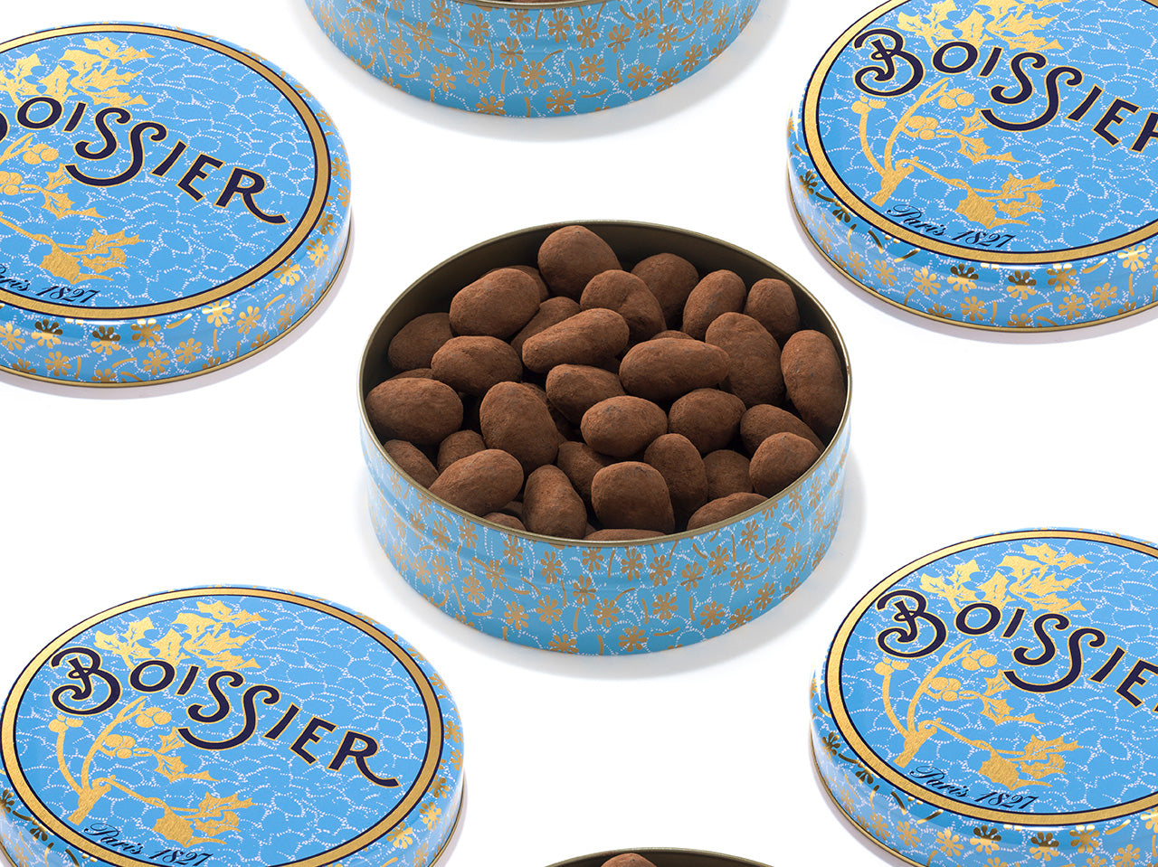 Amandes Cacao dans boîte métal 250g